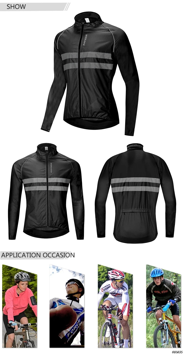 WOSAWE Men's Cycling Long Sleeve Water Resistant Windbreaker Coat