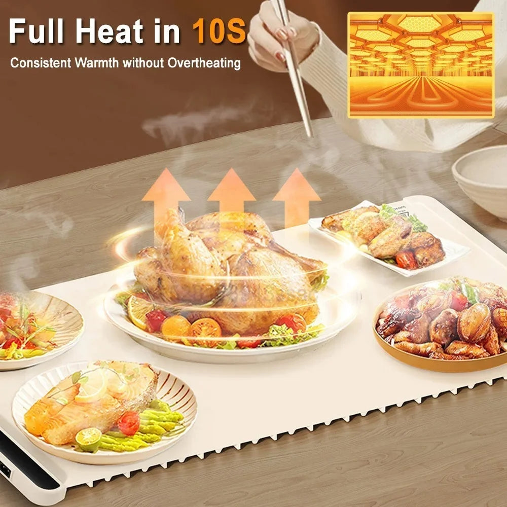 Foldable Electric Warming Tray Mat with 3 Temp Setting