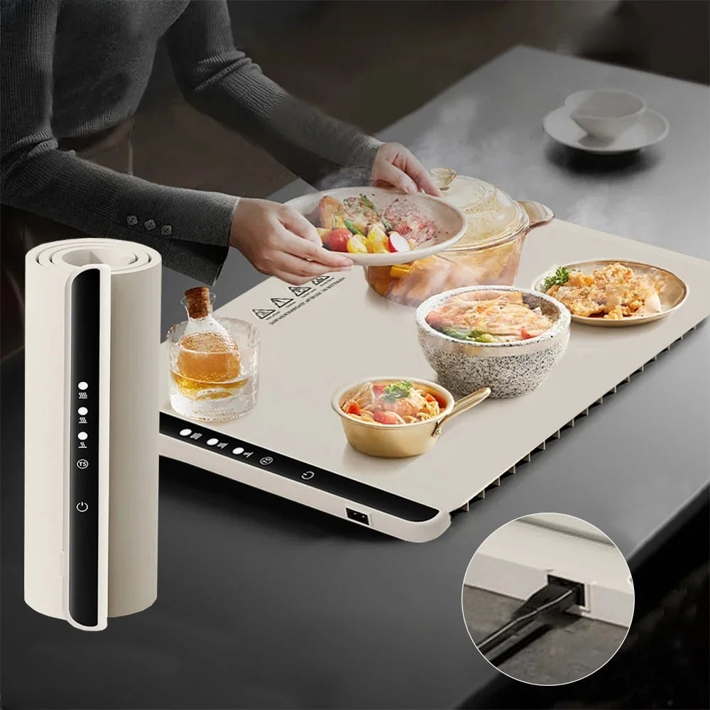 Foldable Electric Warming Tray Mat with 3 Temp Setting