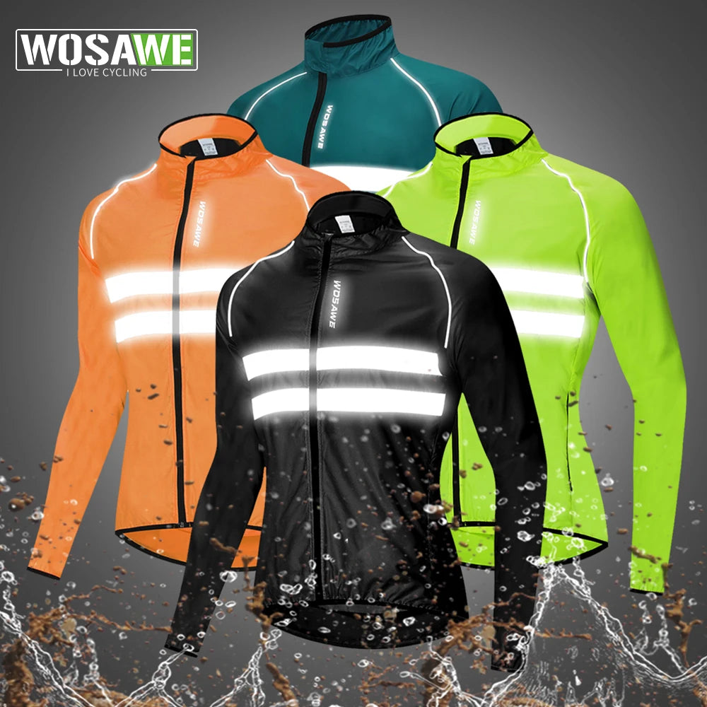 WOSAWE Men's Cycling Long Sleeve Water Resistant Windbreaker Coat