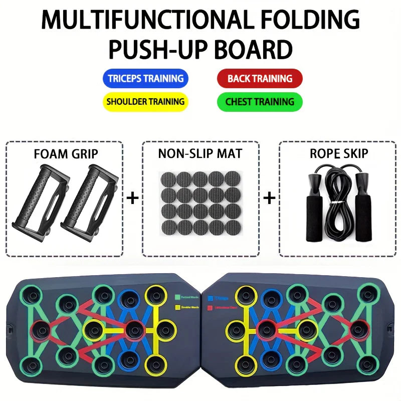 Portable Foldable Multifunctional Push-up Board Set With Handles For Chest Abdomen Arms And Back Training