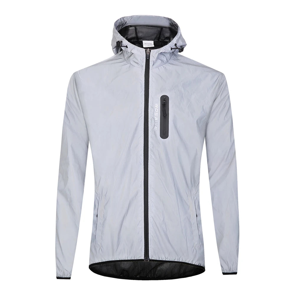 WOSAWE Men's Fully Reflective Outdoor Lightweight Hooded Rain Jacket