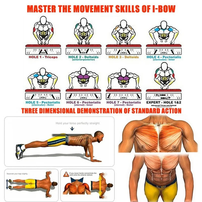 Portable Foldable Multifunctional Push-up Board Set With Handles For Chest Abdomen Arms And Back Training