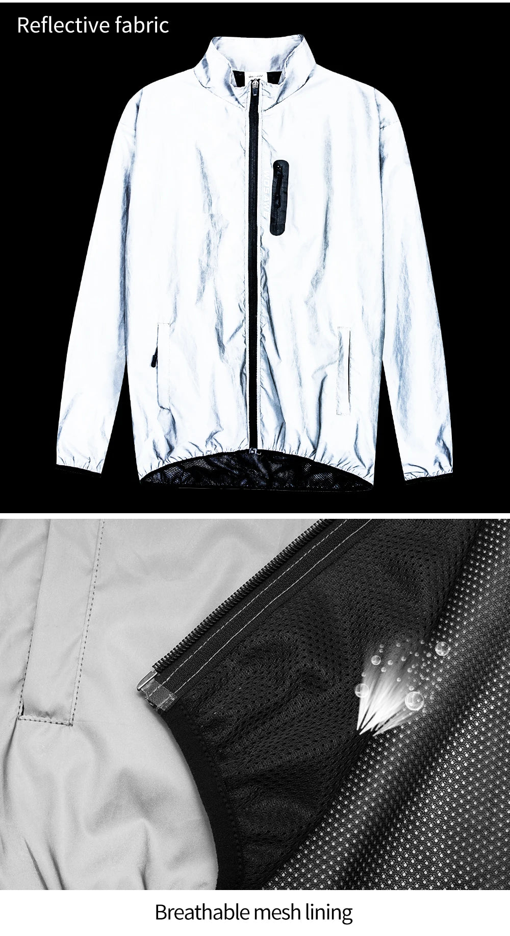 WOSAWE Men's Fully Reflective Outdoor Lightweight Hooded Rain Jacket