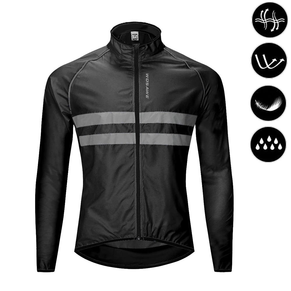 WOSAWE Men's Cycling Long Sleeve Water Resistant Windbreaker Coat