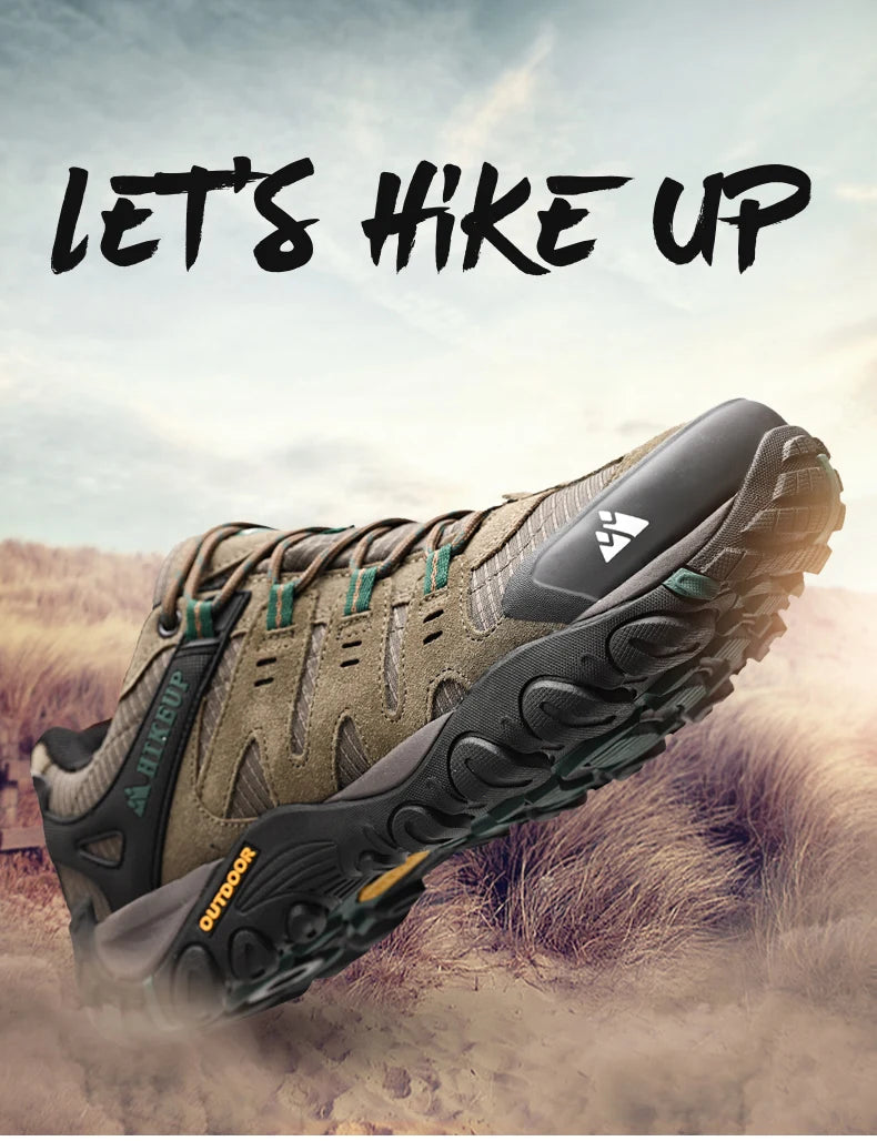 HIKEUP Suede Leather Men's Hiking Trekking Shoes