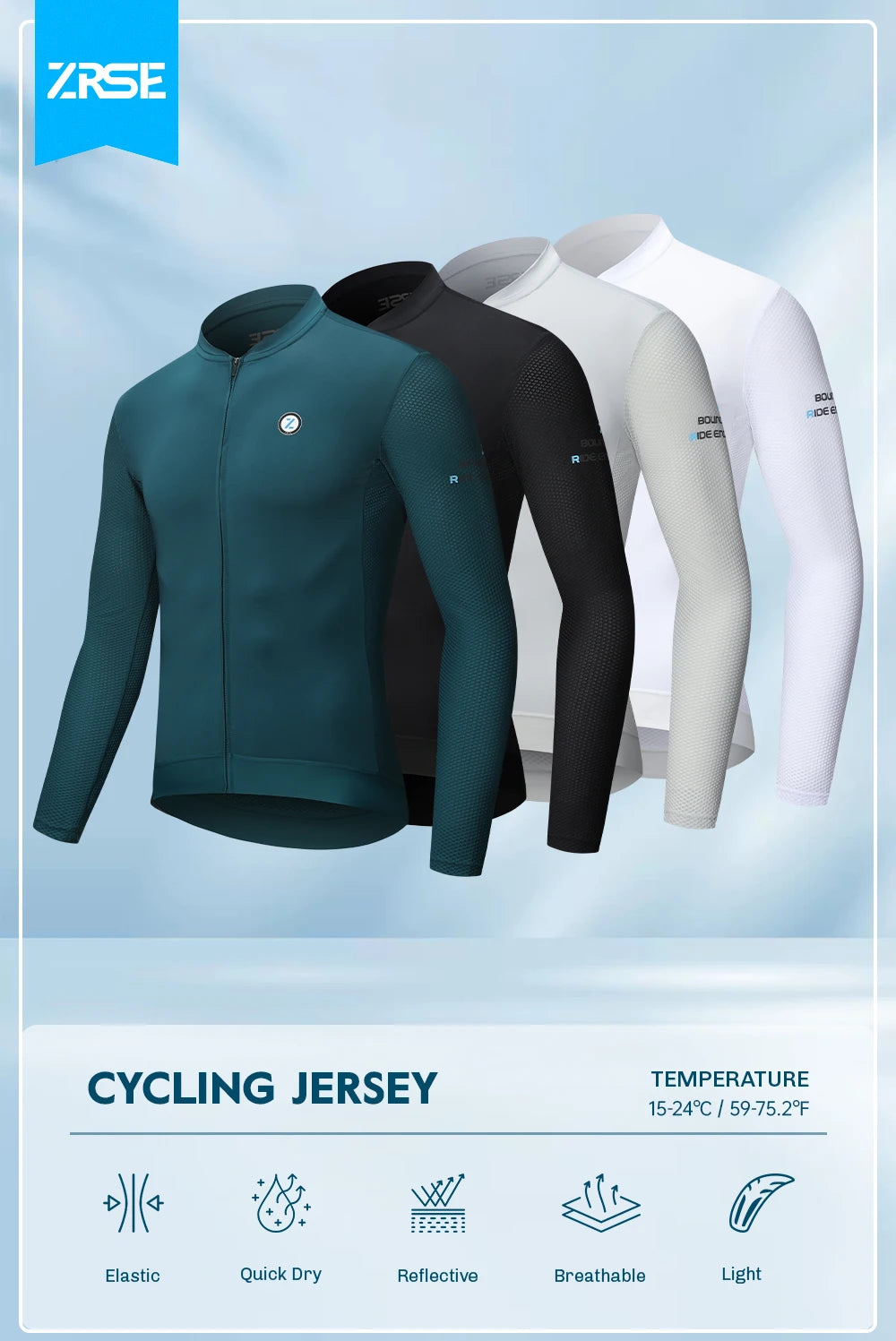 Slim Fit Breathable Men's Long Sleeve Cycling Jersey