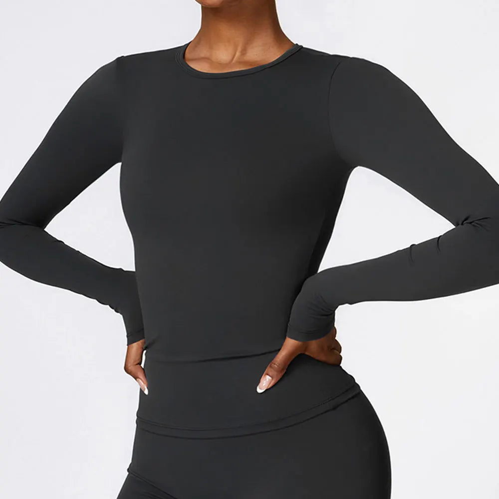 Women Yoga Sports Long Sleeve Workout Gym T-shirts