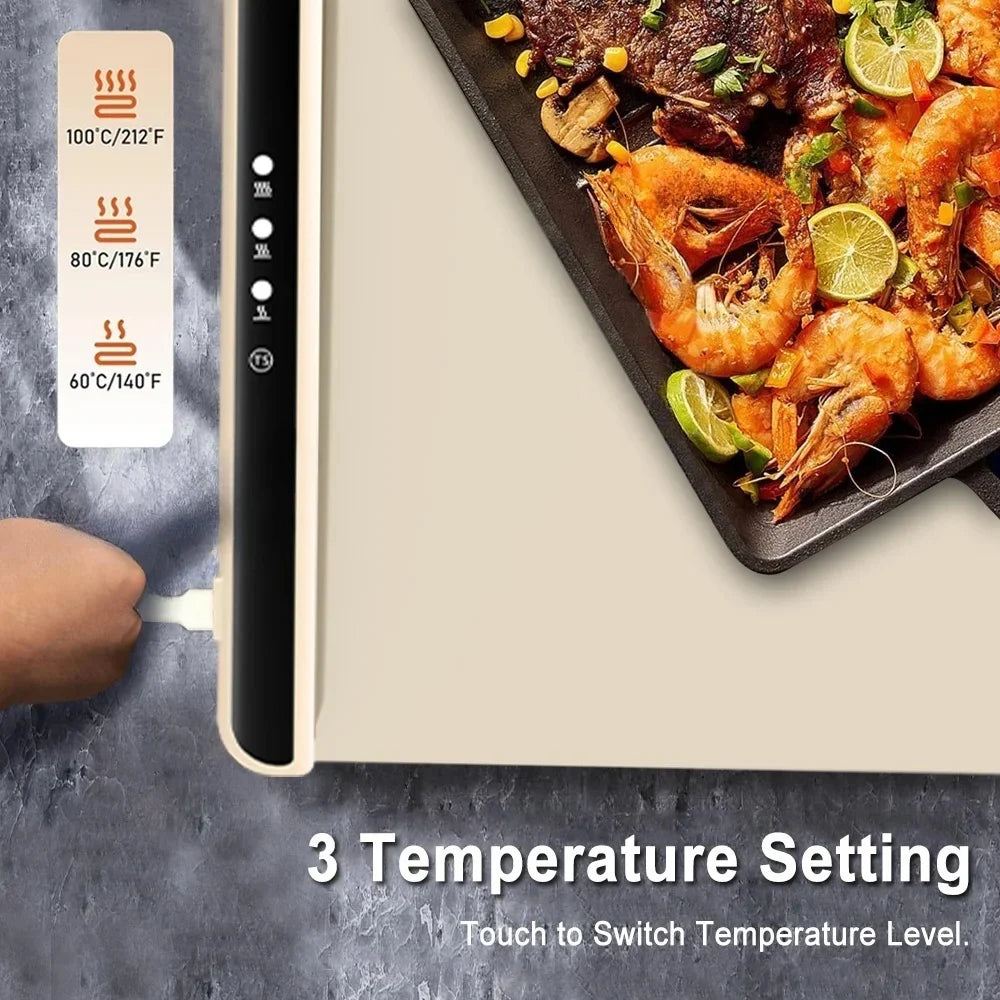 Foldable Electric Warming Tray Mat with 3 Temp Setting