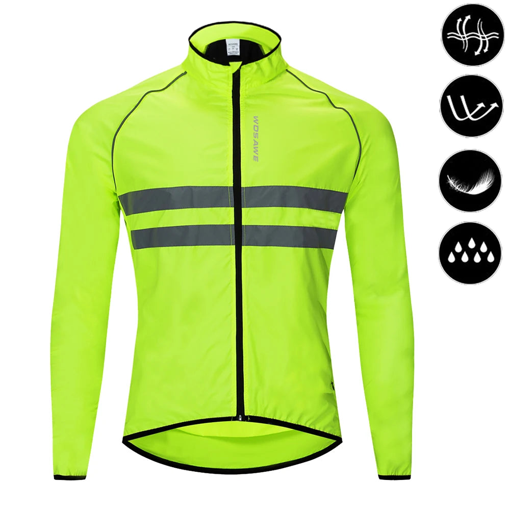 WOSAWE Men's Cycling Long Sleeve Water Resistant Windbreaker Coat