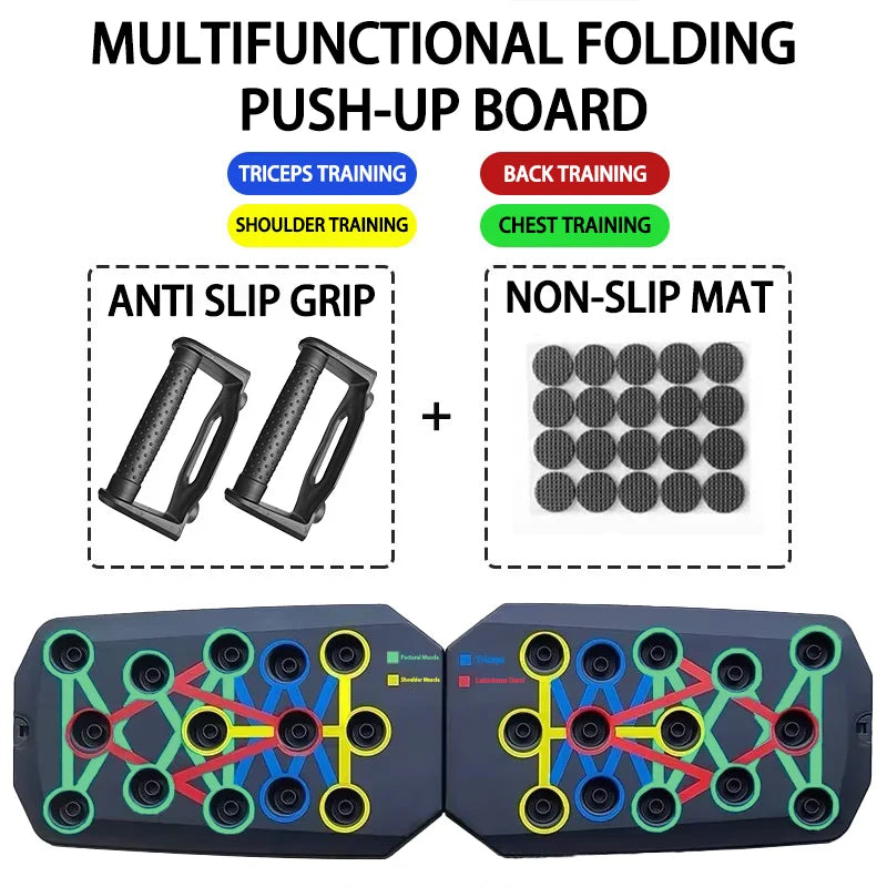 Portable Foldable Multifunctional Push-up Board Set With Handles For Chest Abdomen Arms And Back Training