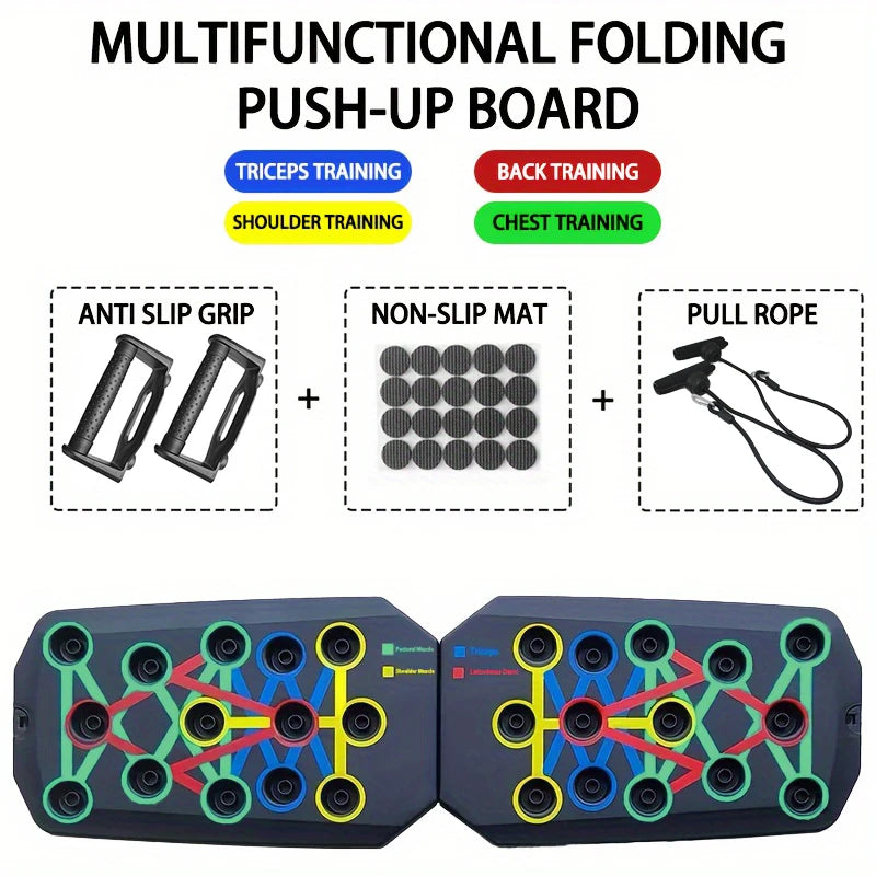 Portable Foldable Multifunctional Push-up Board Set With Handles For Chest Abdomen Arms And Back Training