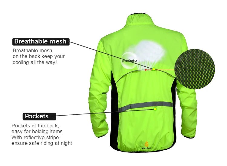 WOSAWE Men's Windproof Water - repellent Reflective Cycling Jacket - Xnest