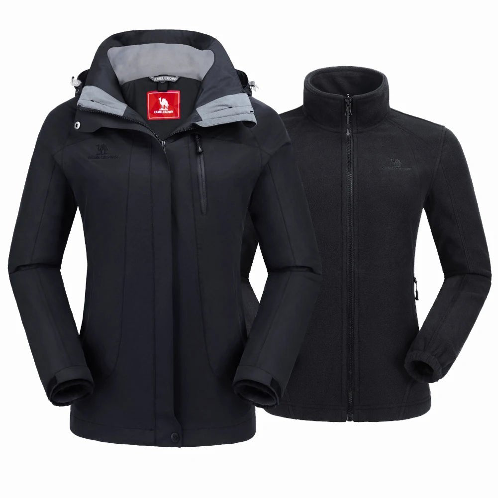 Waterproof Windproof 3 in 1 Hiking Jacket Warm Fleece Hooded Snow Ski Jacket - Xnest