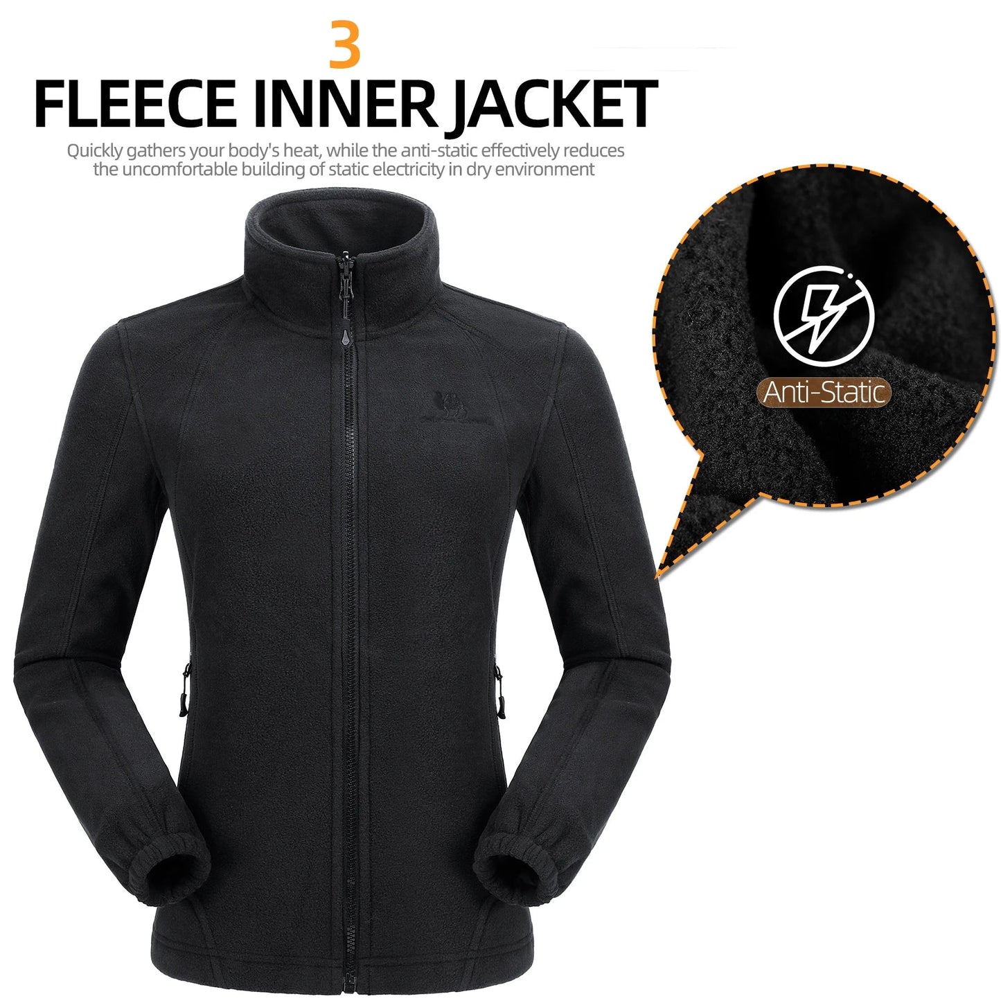 Waterproof Windproof 3 in 1 Hiking Jacket Warm Fleece Hooded Snow Ski Jacket - Xnest