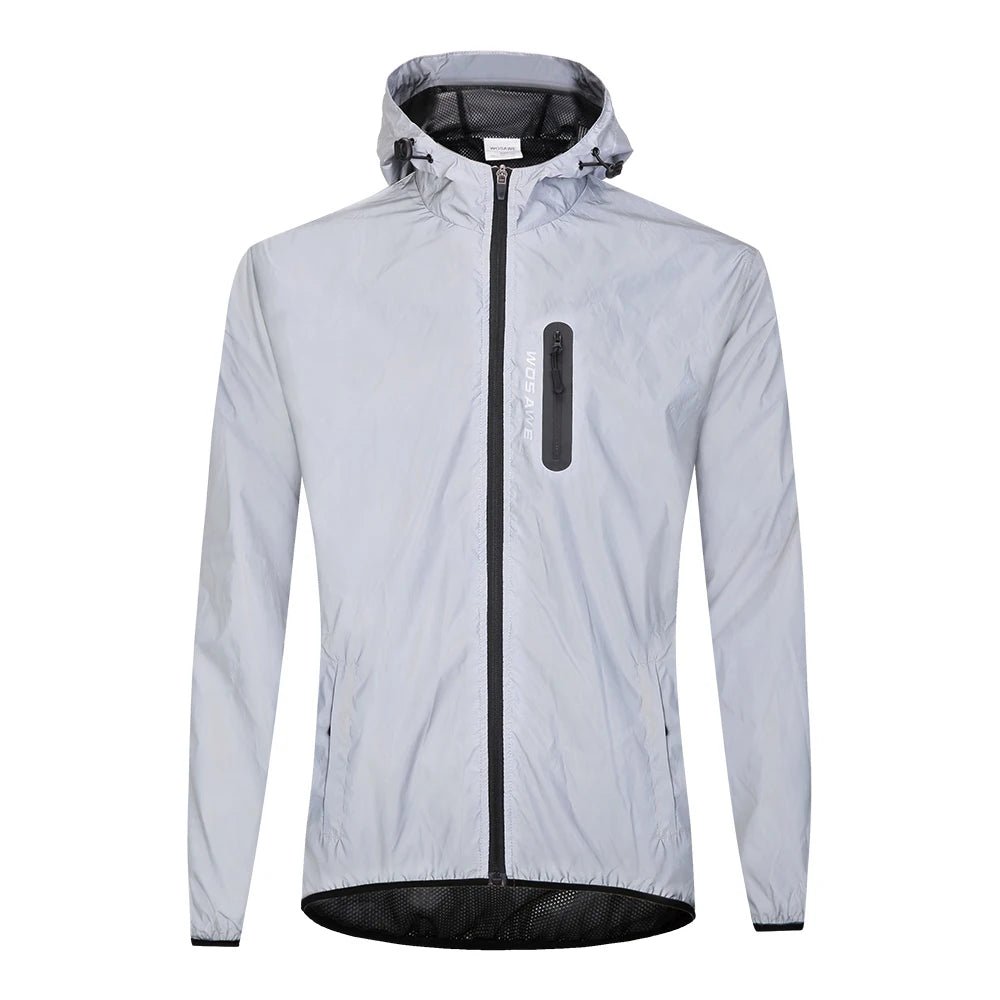 WOSAWE Men's Fully Reflective Outdoor Lightweight Hooded Rain Jacket - Xnest