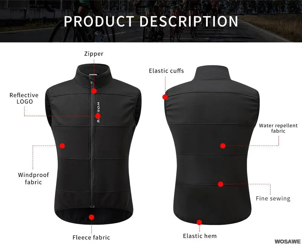 WOSAWE Winter Cycling Gilet for Men - Xnest