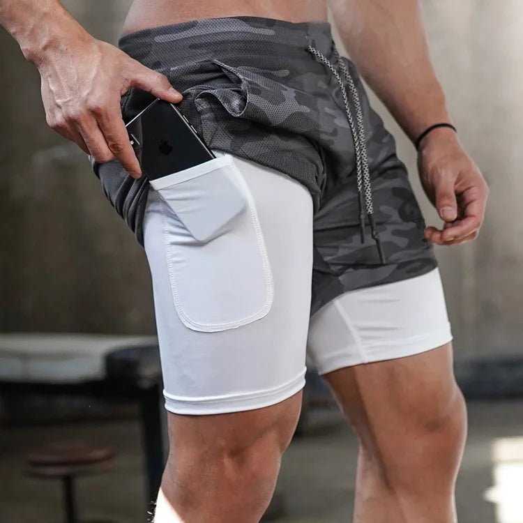 Camo 2 in 1 Quick Dry Running Gym Training Shorts for Men - Xnest