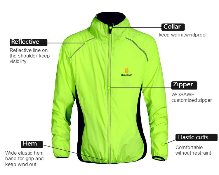 WOSAWE Men's Windproof Water - repellent Reflective Cycling Jacket - Xnest