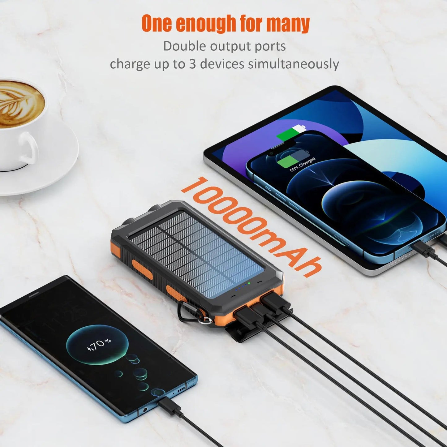 10000 Mah Portable Solar Power Bank - Xnest