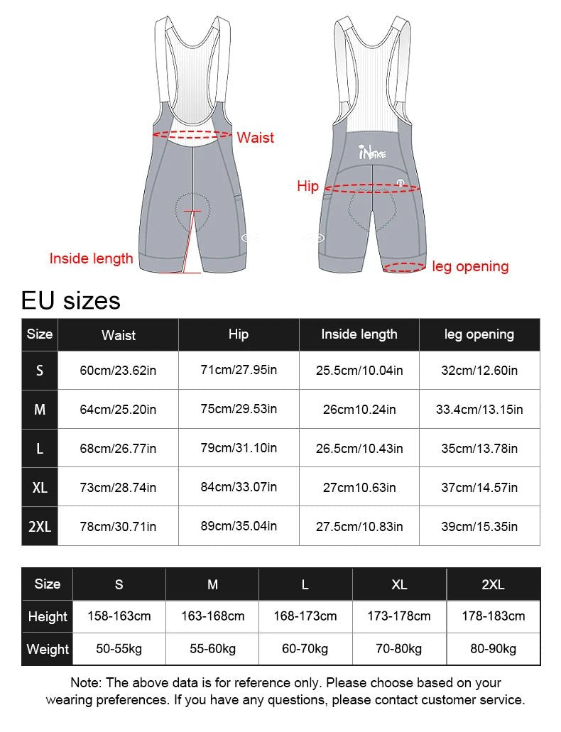 INBIKE Men's High - Waisted Cycling Bib Shorts - Xnest