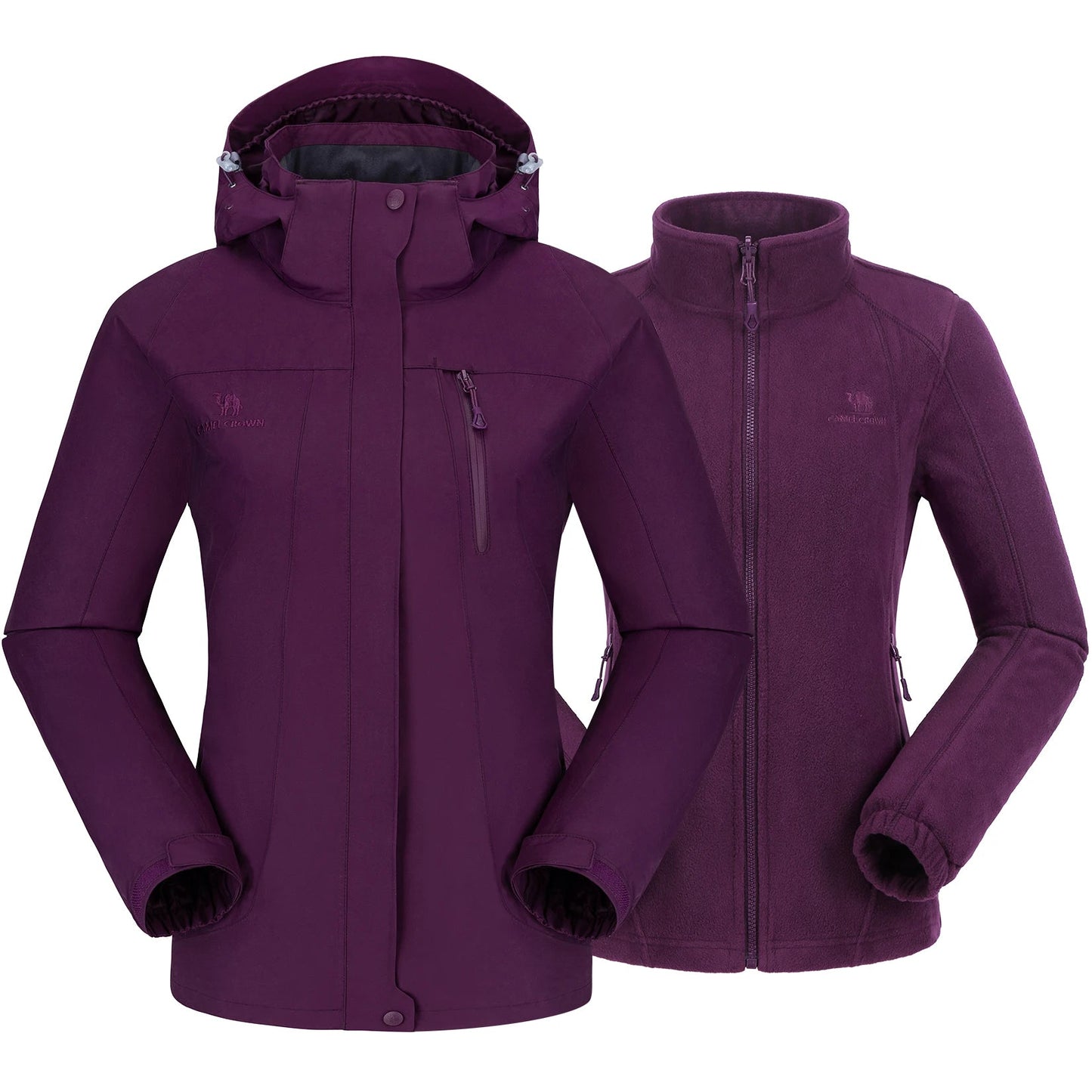 Waterproof Windproof 3 in 1 Hiking Jacket Warm Fleece Hooded Snow Ski Jacket - Xnest