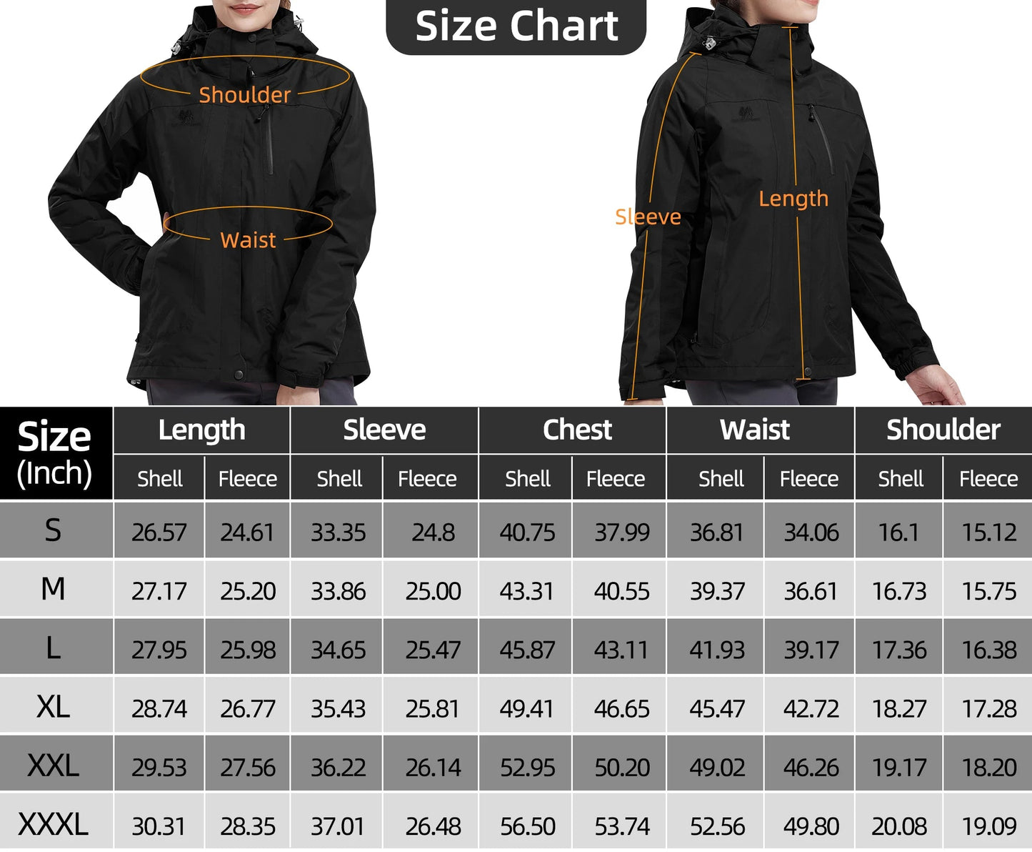 Waterproof Windproof 3 in 1 Hiking Jacket Warm Fleece Hooded Snow Ski Jacket - Xnest