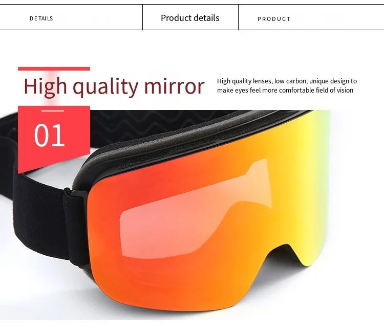 UV400 Big Ski Snowboard Goggles Snow Protection with Double Layer Anti - Fog - Xnest