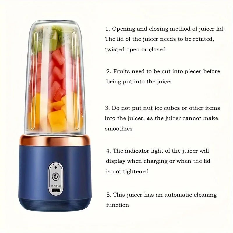 Portable 6 Blades Fruit Juicer with USB Charging - Xnest