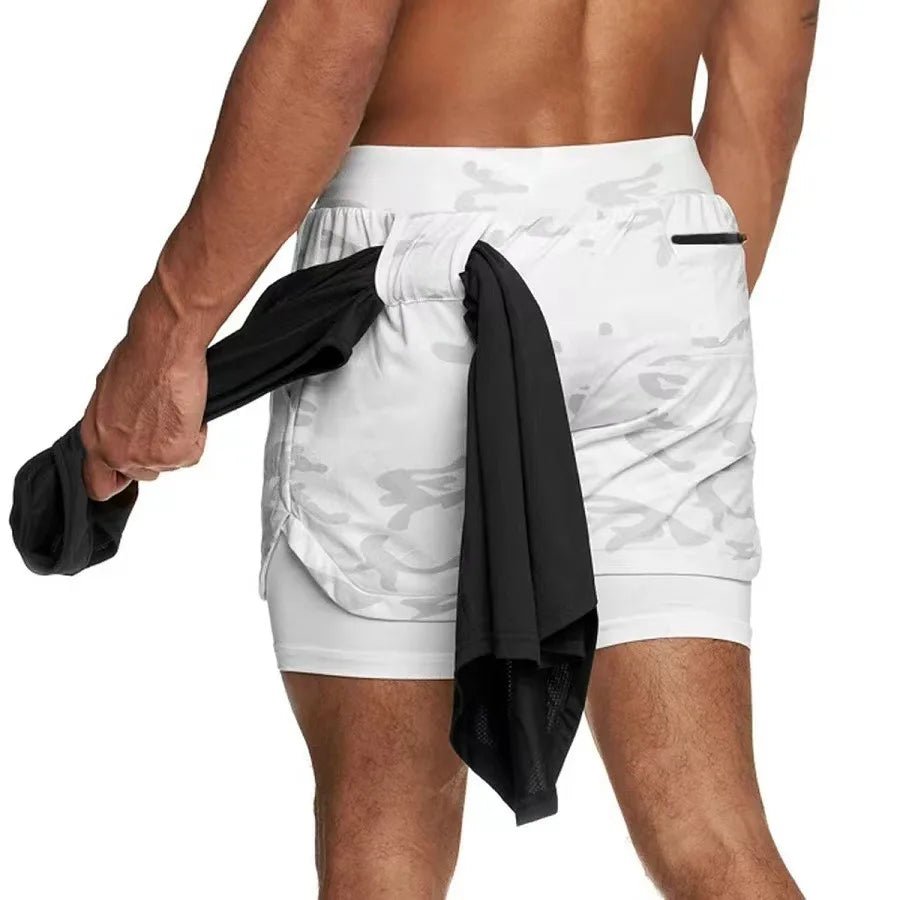 Camo 2 in 1 Quick Dry Running Gym Training Shorts for Men - Xnest