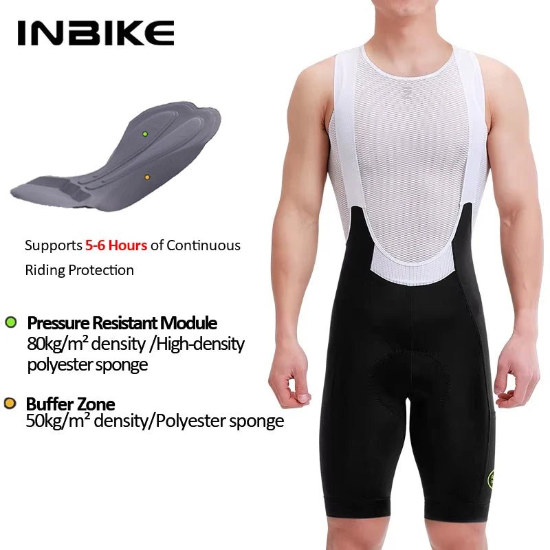 INBIKE Men's High - Waisted Cycling Bib Shorts - Xnest