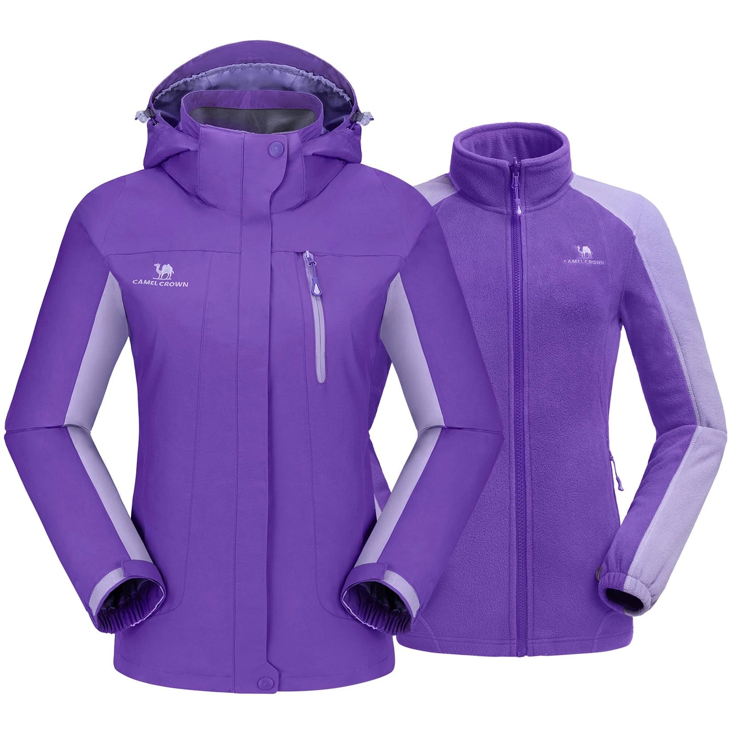 Waterproof Windproof 3 in 1 Hiking Jacket Warm Fleece Hooded Snow Ski Jacket - Xnest