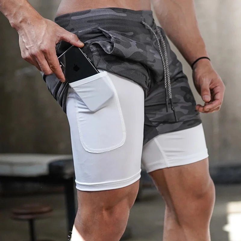 Camo 2 in 1 Quick Dry Running Gym Training Shorts for Men - Xnest