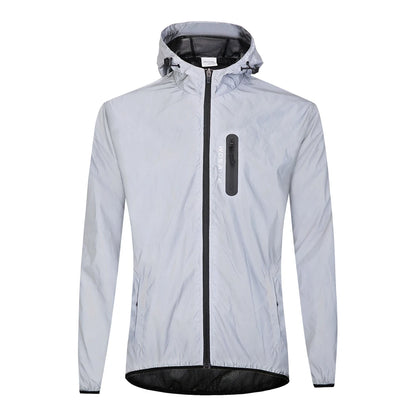 WOSAWE Men's Fully Reflective Outdoor Lightweight Hooded Rain Jacket