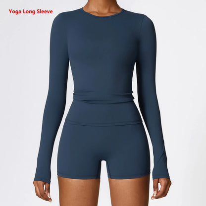 Women Yoga Sports Long Sleeve Workout Gym T-shirts