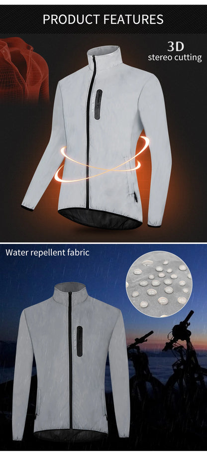 WOSAWE Men's Fully Reflective Outdoor Lightweight Hooded Rain Jacket