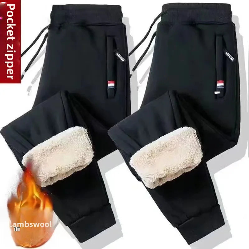 Winter Fleece-lined Thickened Men's Casual Trousers  Sweatpants