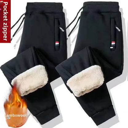 Winter Fleece-lined Thickened Men's Casual Trousers  Sweatpants