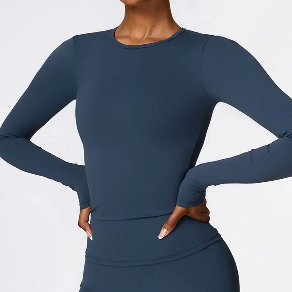 Women Yoga Sports Long Sleeve Workout Gym T-shirts