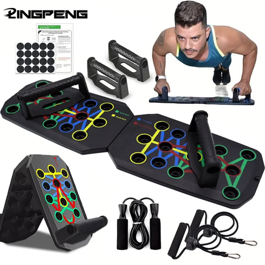 Portable Foldable Multifunctional Push-up Board Set With Handles For Chest Abdomen Arms And Back Training