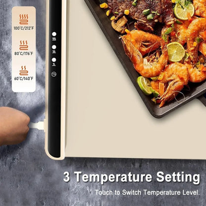 Foldable Electric Warming Tray Mat with 3 Temp Setting
