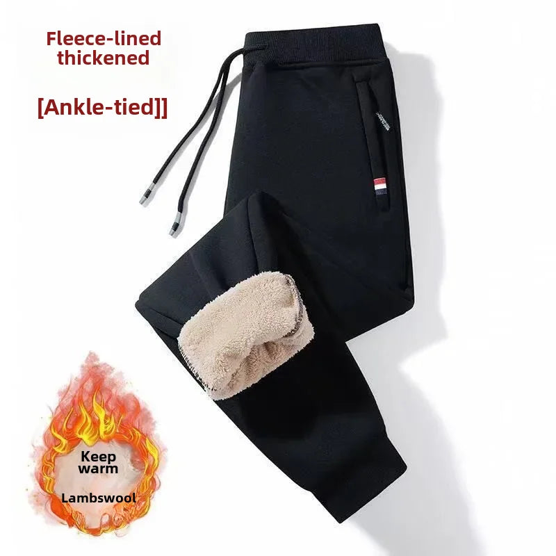 Winter Fleece-lined Thickened Men's Casual Trousers  Sweatpants