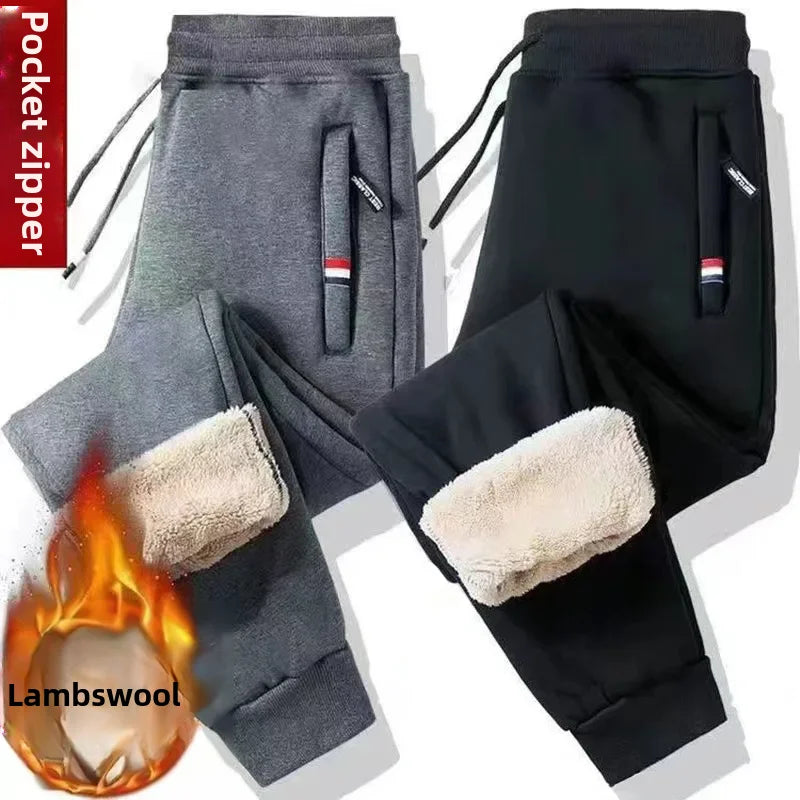 Winter Fleece-lined Thickened Men's Casual Trousers  Sweatpants