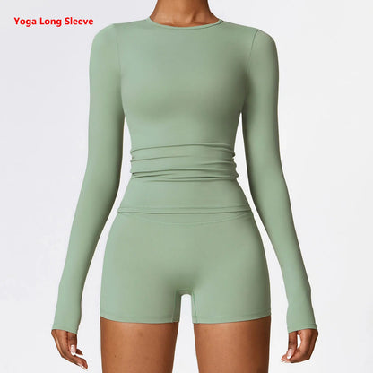 Women Yoga Sports Long Sleeve Workout Gym T-shirts