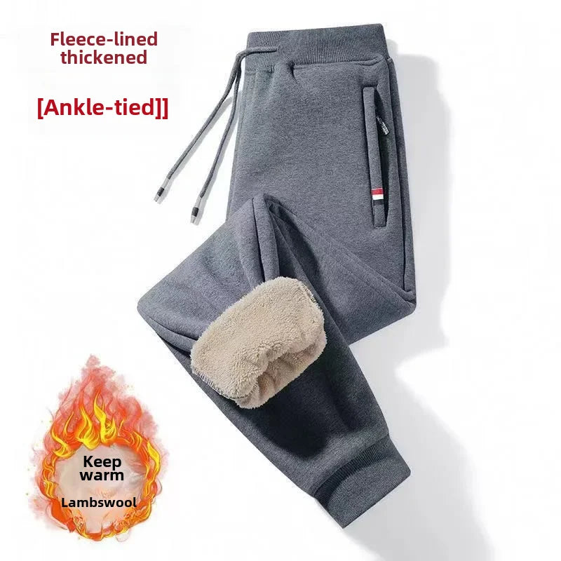 Winter Fleece-lined Thickened Men's Casual Trousers  Sweatpants