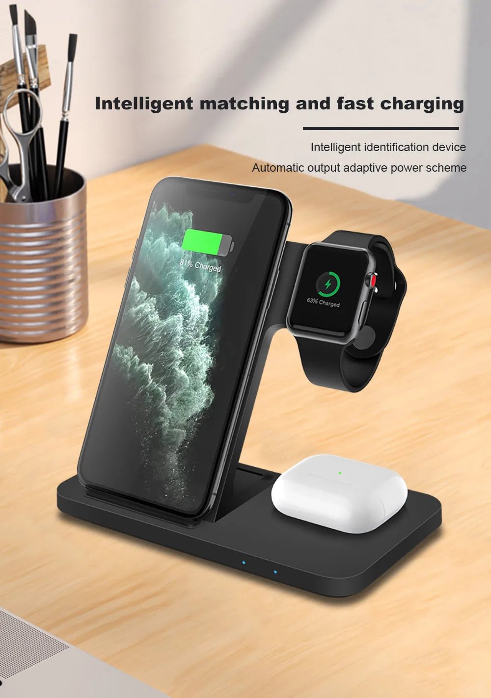 3 in 1 15W Fast Wireless Charging Dock Station for Iphones, Airpods and Apple Watch - Xnest