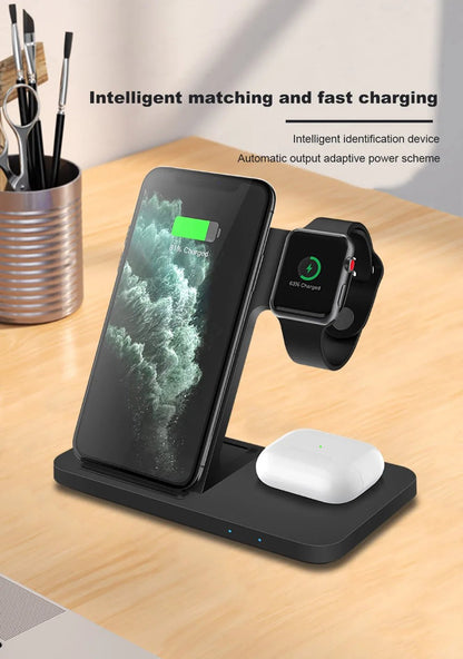 3 in 1 15W Fast Wireless Charging Dock Station for Iphones, Airpods and Apple Watch - Xnest