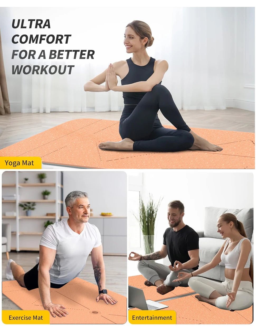 WESTTUNE Eco Friendly Non - Slip Yoga Mat Non Slip with Carrying Strap and Bag for Women - Xnest