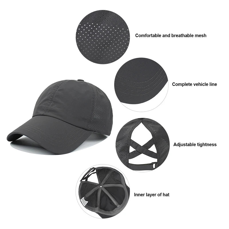 Solid Color Baseball Golf Sport Leisure Caps for Women - Xnest