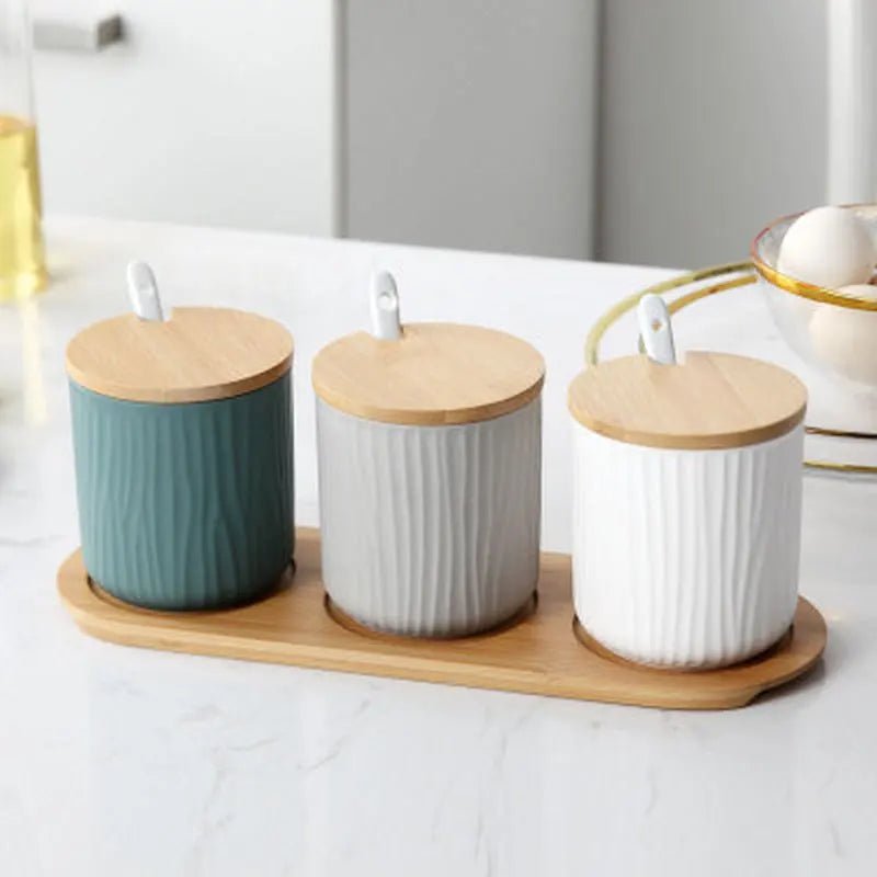Nordic Ceramic Seasoning Jar with Lid and Spoon - Xnest